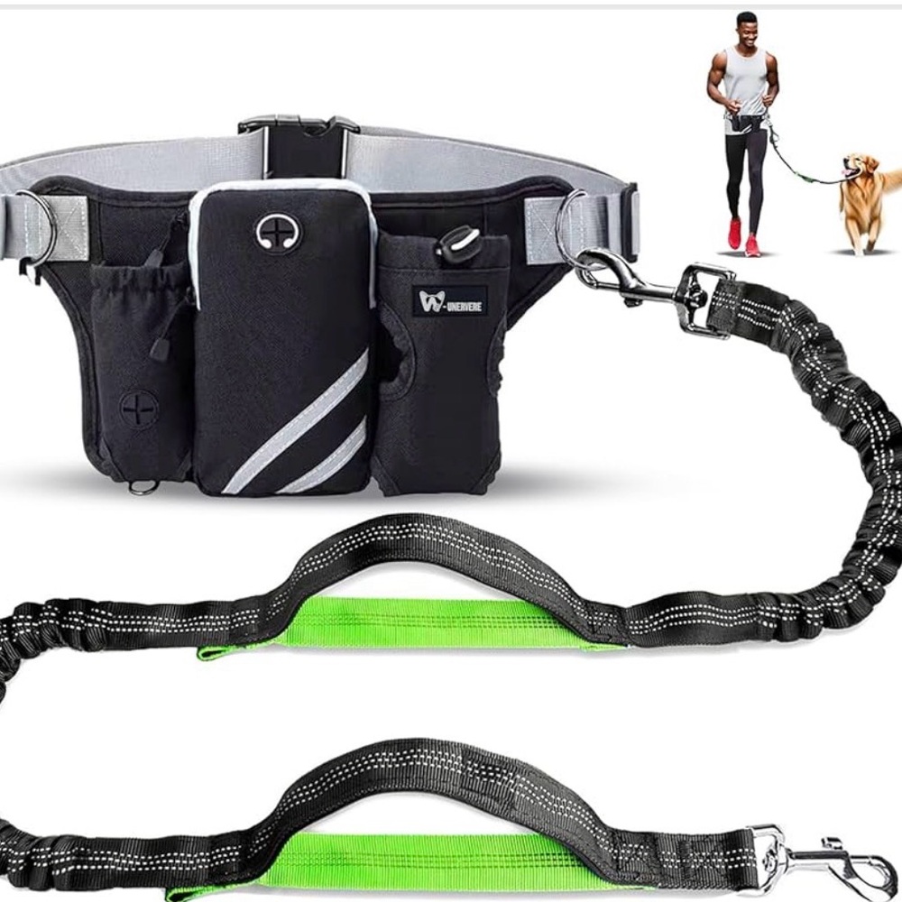 Hands-free dog leash for running with adjustable belt